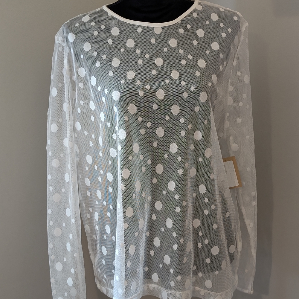 Polka Dot Sheer White Top